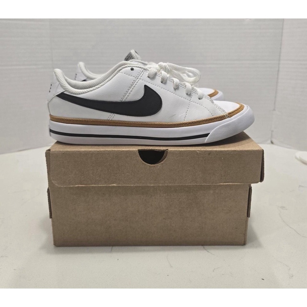 Nike Big Kids Court Legacy Next Nature Shoes White/Black Desert Ochre Size 4Y - Picture 1 of 8